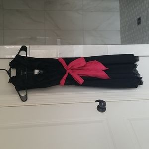 WHBM Black Ruffle Dress with Pink Belt Tie